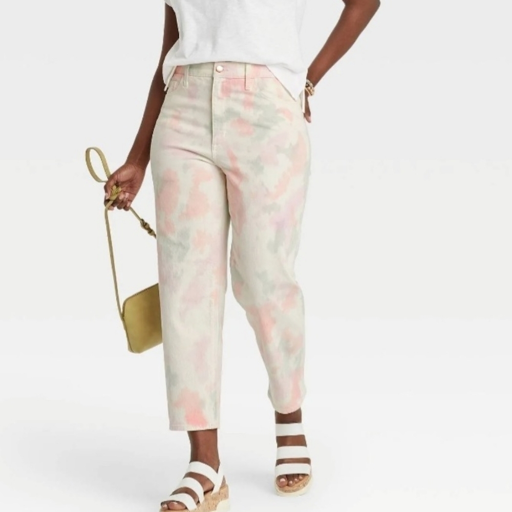Universal Thread High Rise Vintage Straight Crop Tie Dye Jean